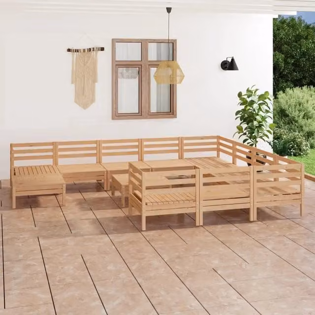 Set Salotto da Giardino 12 pz in Legno Massello di Pino 3083309