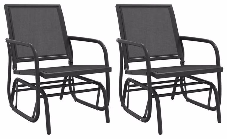 Sedie a Dondolo Giardino 2pz Nere 61x76x87 Textilene e Acciaio