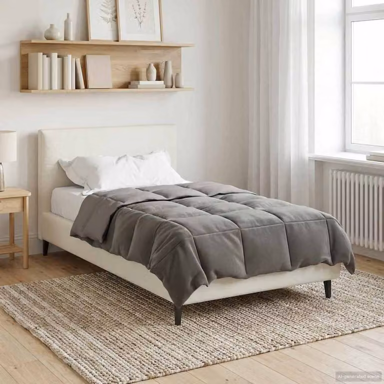 Piumino Estivo vidaXL in Microfibra Reversibile e Traspirante, Grigio, L/P/H: 140 x 200 cm