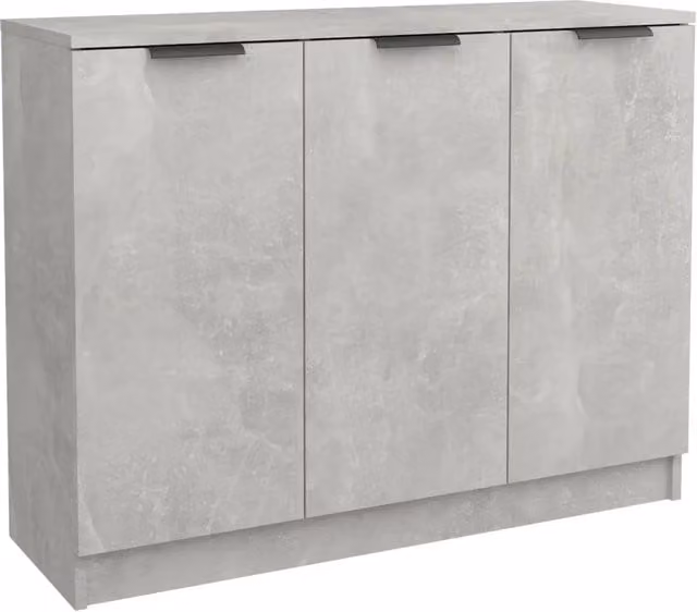 Credenza moderna in legno multistrato Grigio Cemento, L 90,5 cm x P 30 cm x H 70 cm