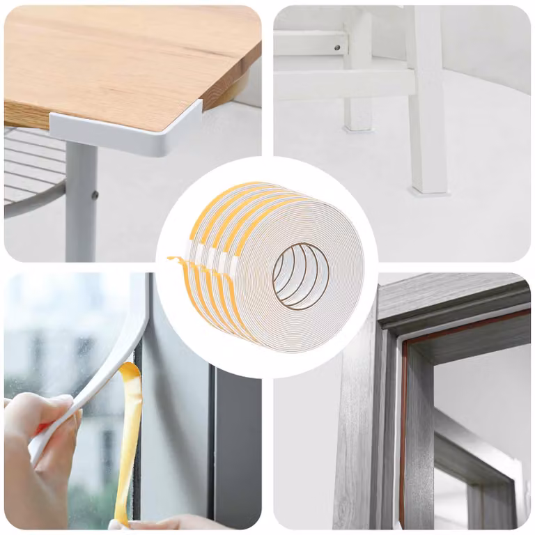 Set di 5 nastri adesivi in schiuma biadesivi vidaXL, colore bianco, dimensioni 10 mm x 10 m