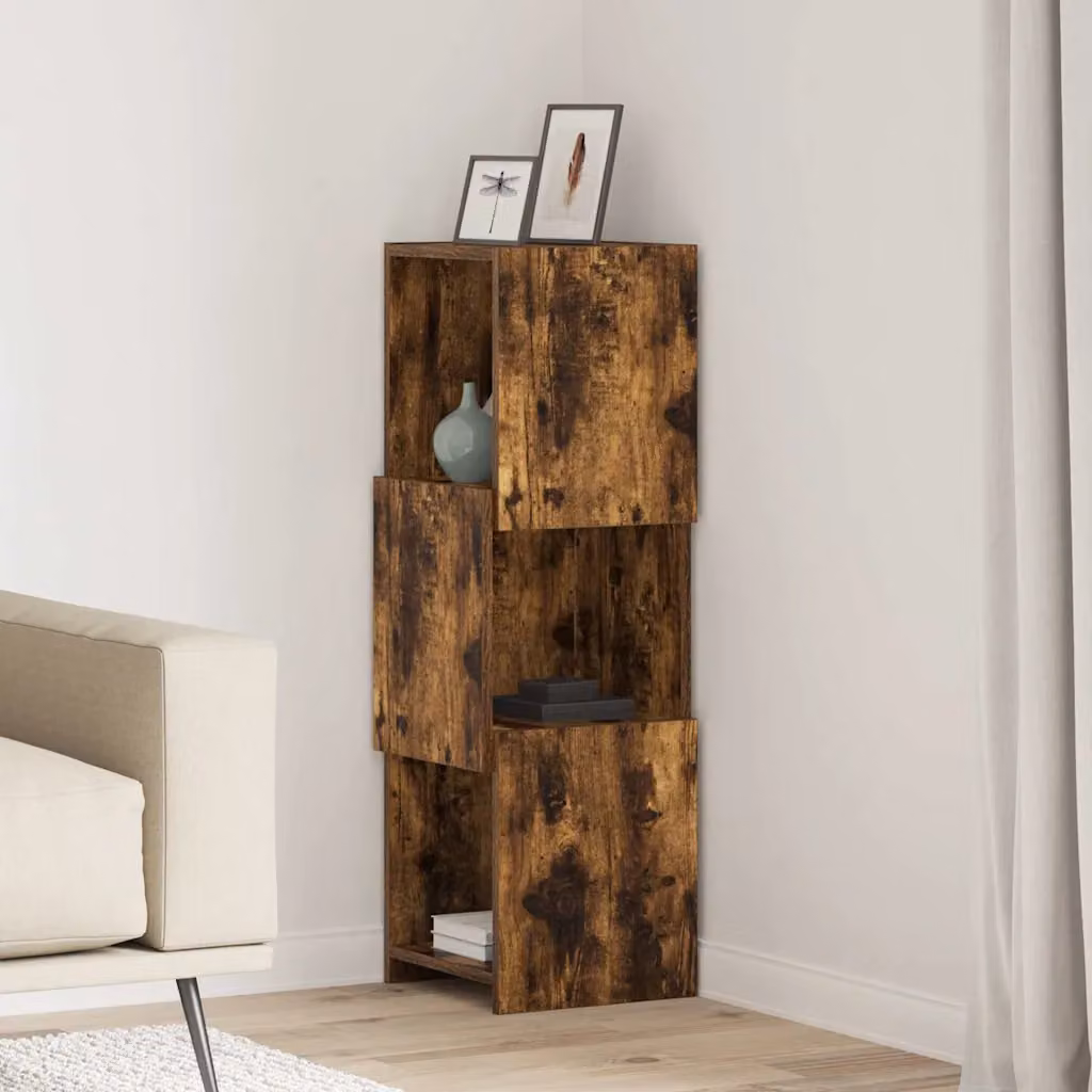 Mobile angolare vidaXL in legno ingegnerizzato Rovere fumé, L 30,5 cm x P 30 cm x H 95 cm