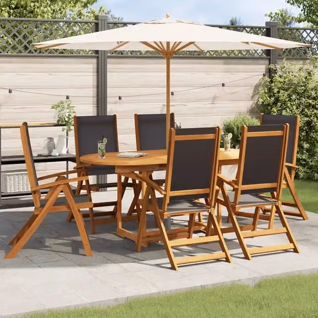 Set da Pranzo da Giardino 7 pz in Legno Massello di Acacia 41749