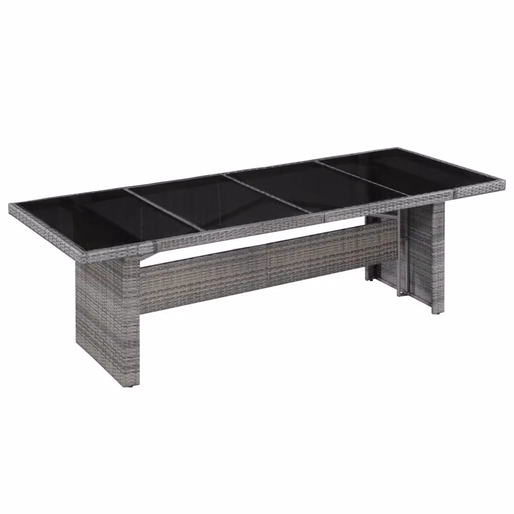 Tavolo da giardino 240x90x74 cm in polirattan e vetro