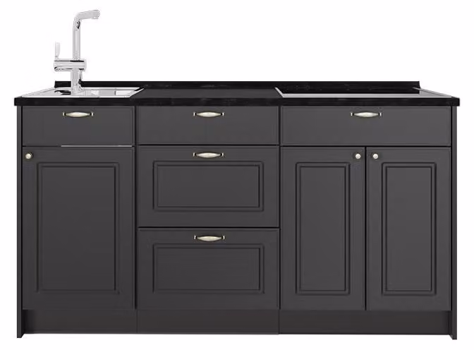 Cucine componibili piccole Vicco Fame-Line Oro-antracite rustico 150 cm, PL Antracite, Model 65371
