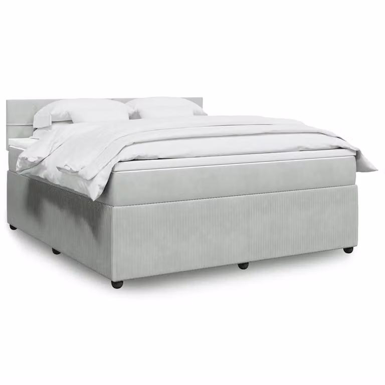 vidaXL Giroletto a Molle con Materasso Ibrido in Velluto Grigio Chiaro L: 180 cm, P: 200 cm