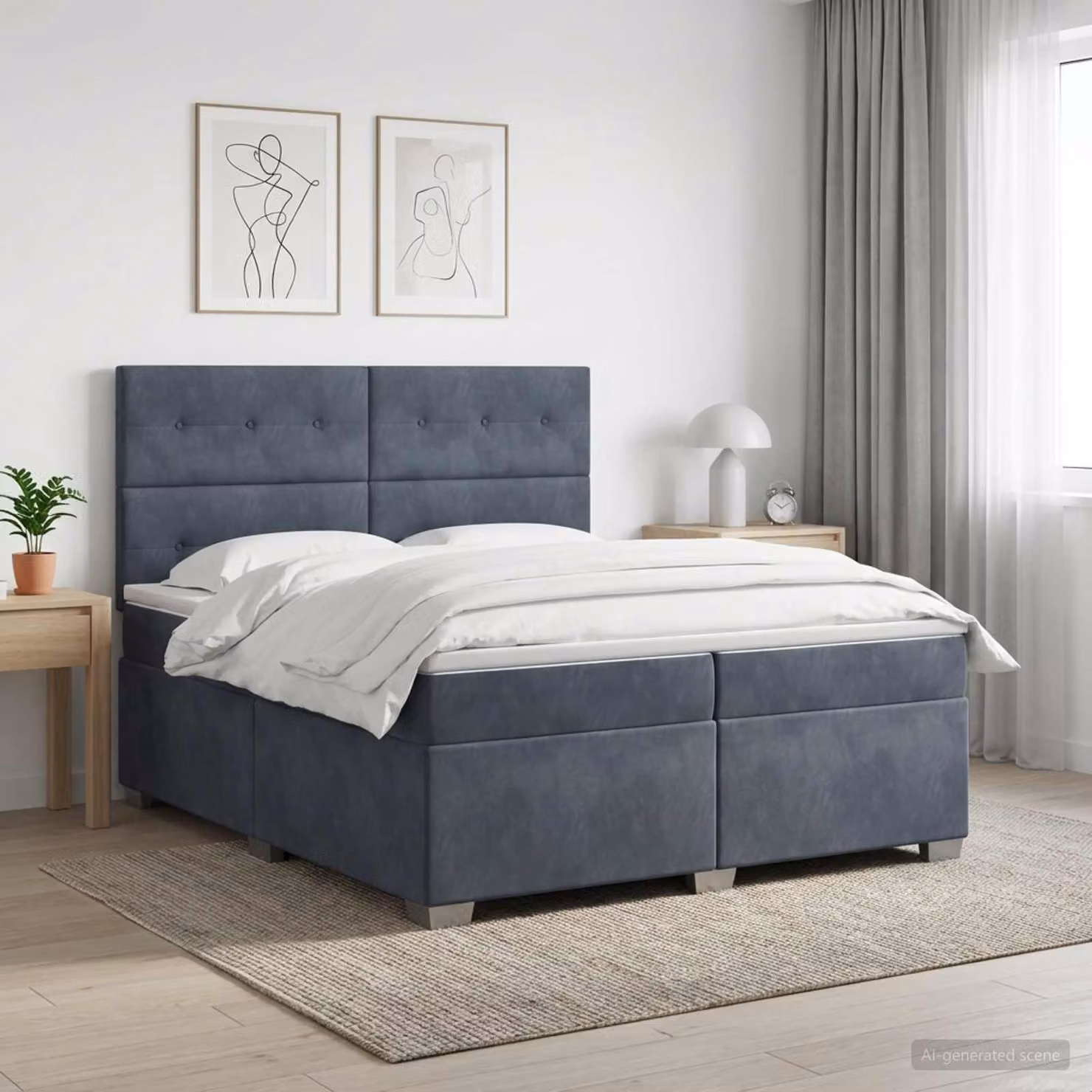 Maison Exclusive - Letto boxspring con materasso grigio scuro 200 x 200 cm velluto