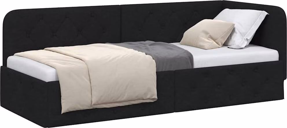 Cornice del letto ad angolo Nero 80 x 200 cm Tessuto
