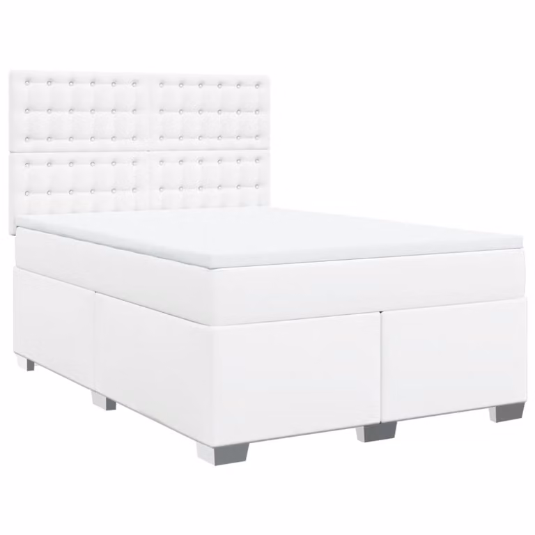 Giroletto a Molle con Materasso Bianco 160x200 cm in Pelle finta