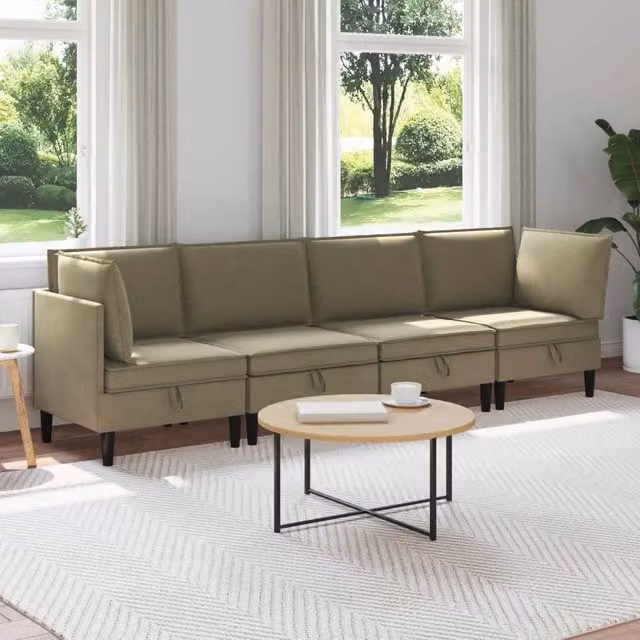 Set di mobili per il soggiorno 4 pz Cachi Tessuto 3413794