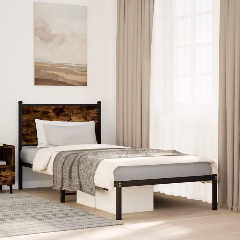 Giroletto in metallo vidaXL con doghe fisse, colore marrone, L/P/H: 200 x 80 x 196 cm