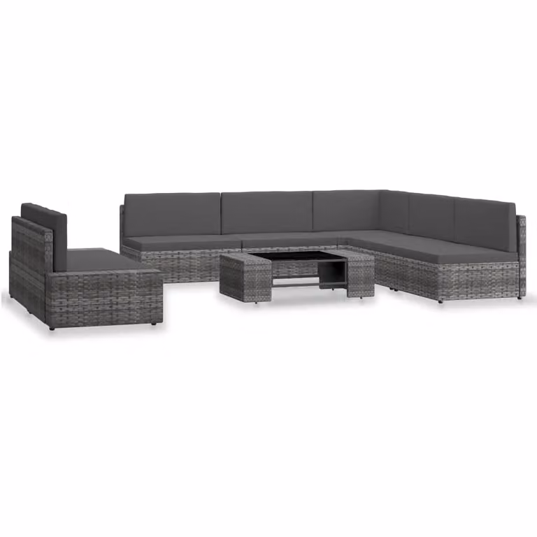 Maison Exclusive - Set da giardino da 7 pezzi in polyrattan grigio