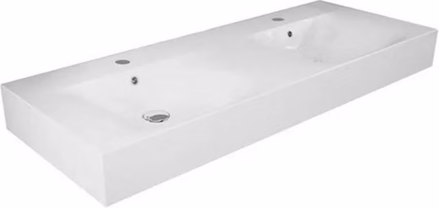 Doppio lavabo sospeso L120 cm serie Des con foro per rubinetto