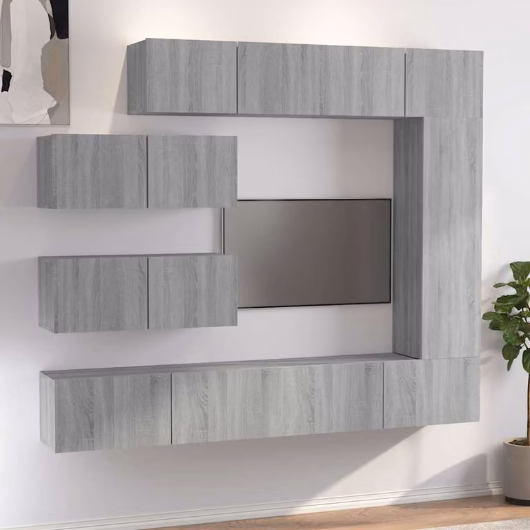 vidaXL Set di Mobili Porta TV 7 Pezzi Grigio Sonoma in Legno e MDF per Soggiorno