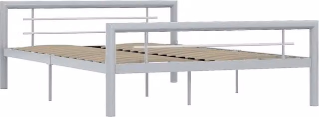 Letto giroletto vidaXL in metallo grigio e bianco L/P/H: 200 x 140 x 65,5 cm