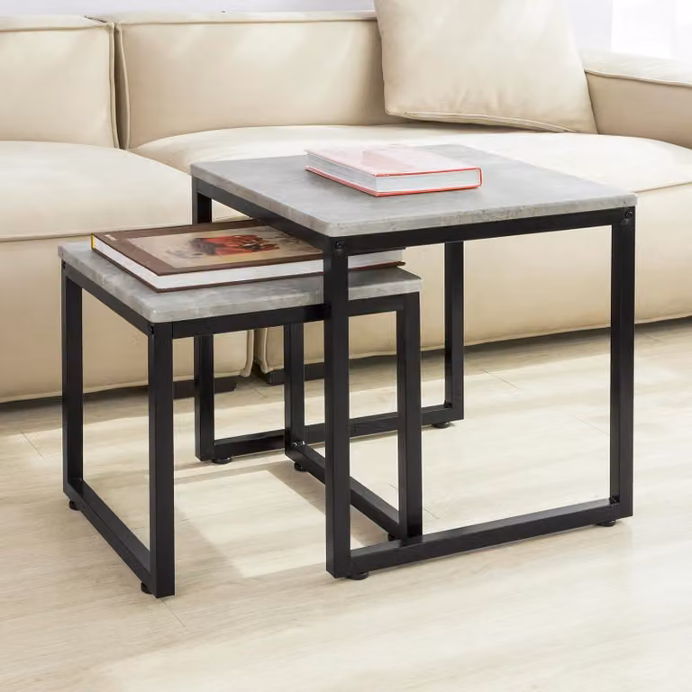 FBT42, tavolino e tavolino, set da 2 pezzi, grigio scuro