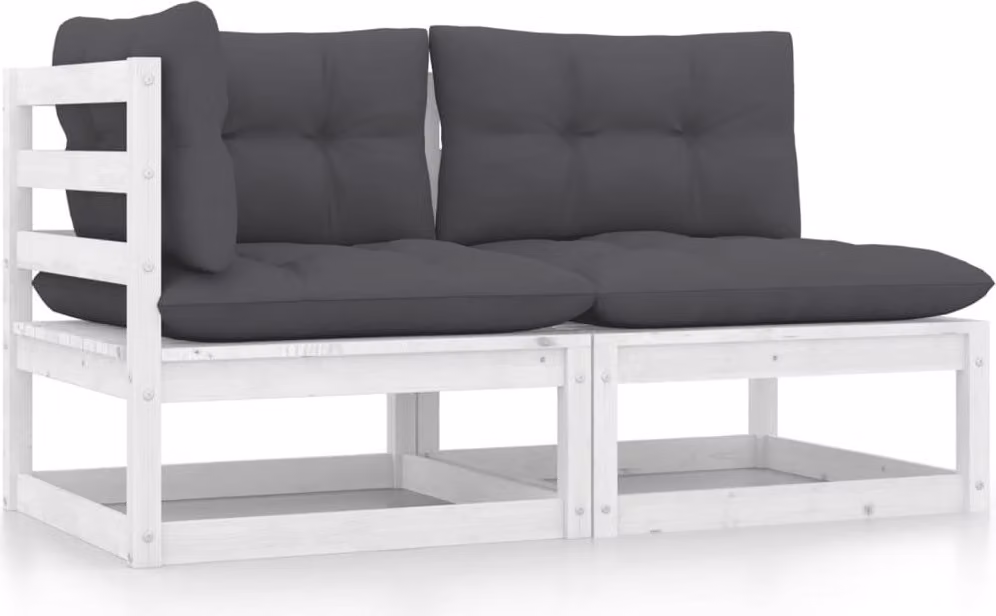Maison Exclusive - Set da giardino 2 pezzi con cuscini Bianco Legno di pino massiccio