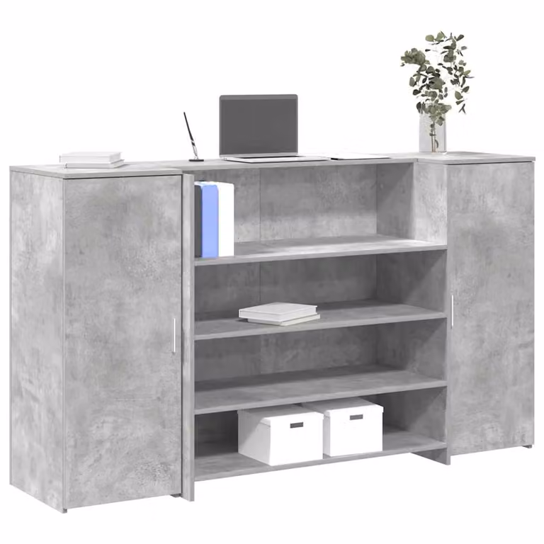 vidaXL Banco Reception in Legno Multistrato Grigio Cemento L: 180 cm, P: 50 cm, H: 103,5 cm