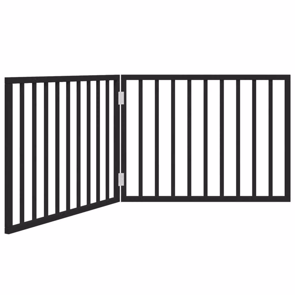 Cancelletto per cani pieghevole 2 pannelli nero 160 cm in legno di pioppo