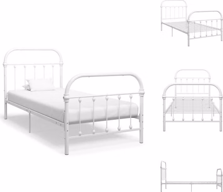 vidaXL Struttura letto in metallo bianco 90×200 cm - Letti e strutture letto