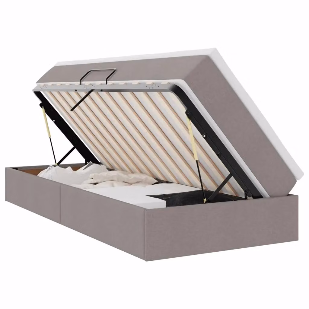 Letto con contenitore e materasso ibrido vidaXL in tessuto beige o grigio L/P/H: 190 x 90 x 48,5 cm – 2