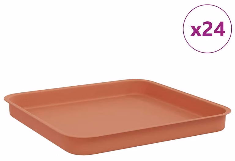 Vassoio Quadrato per Fiori 24 pcs Rosso Mattone Plastica