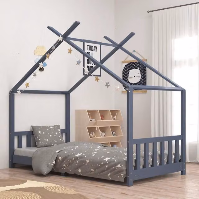 Giroletto per bambini vidaXL in legno massello di pino grigio L/P/H: 200 x 90 x 150 cm
