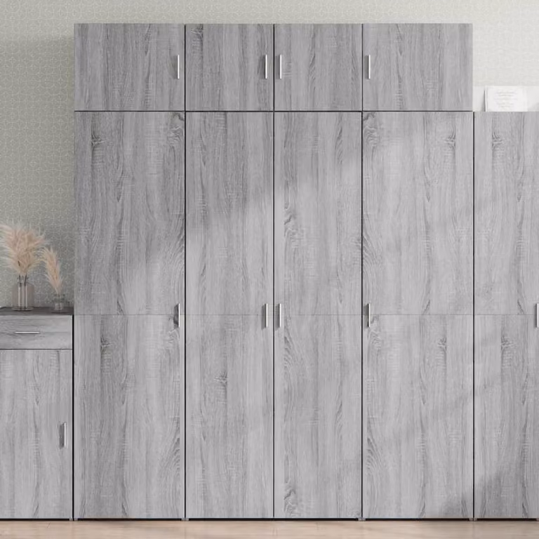Armadietto a muro vidaXL Grigio con ante a battente in legno e MDF, L: 80 cm, P: 42,5 cm, H: 225 cm