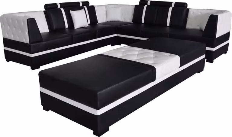 Eck Sofa mit USB Couch Wohnlandschaft Leder Couchen Polster Ecke Sitz Garnitur