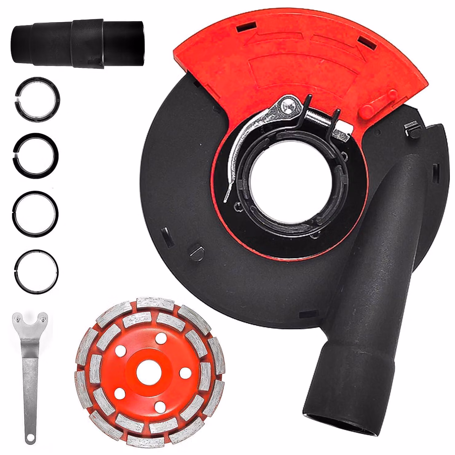 Cappa aspirante professionale per smerigliatrice angolare da 125 mm, set con disco abrasivo diamantato