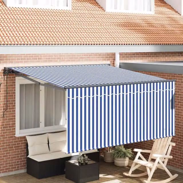 Tenda retrattile Blu e Bianco 350 x 250 cm 3330202