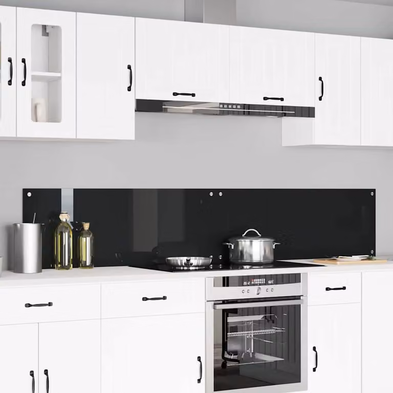 Set di 2 schienali da cucina vidaXL in vetro temperato nero, L: 110 cm, P: 40 cm