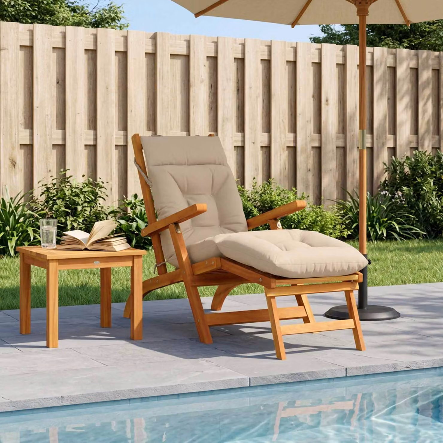 vidaXL Cuscino per Lettino VIANEN in Poliestere Beige con Rivestimento Lavabile e Resistente ai Raggi UV