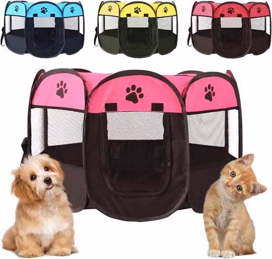 Cuccia pieghevole - Per cani e conigli - Rosa/Nero - Tessuto Oxford