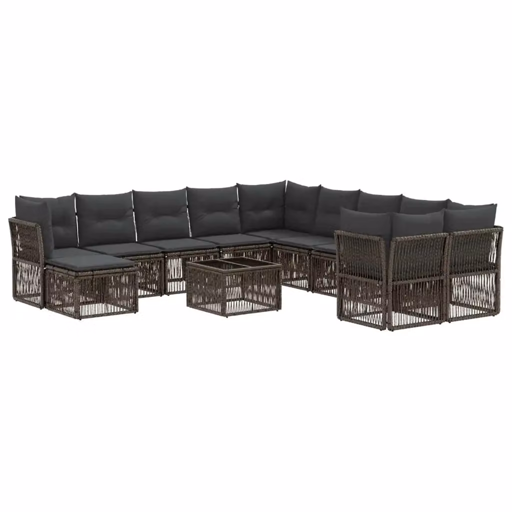 Set Divano da Giardino a L vidaXL in Polyrattan Grigio con Cuscini e Tavolino da Esterno – 2