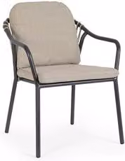 Sedia da giardino con braccioli Bizzotto Edvige in alluminio antracite e beige con cuscini inclusi