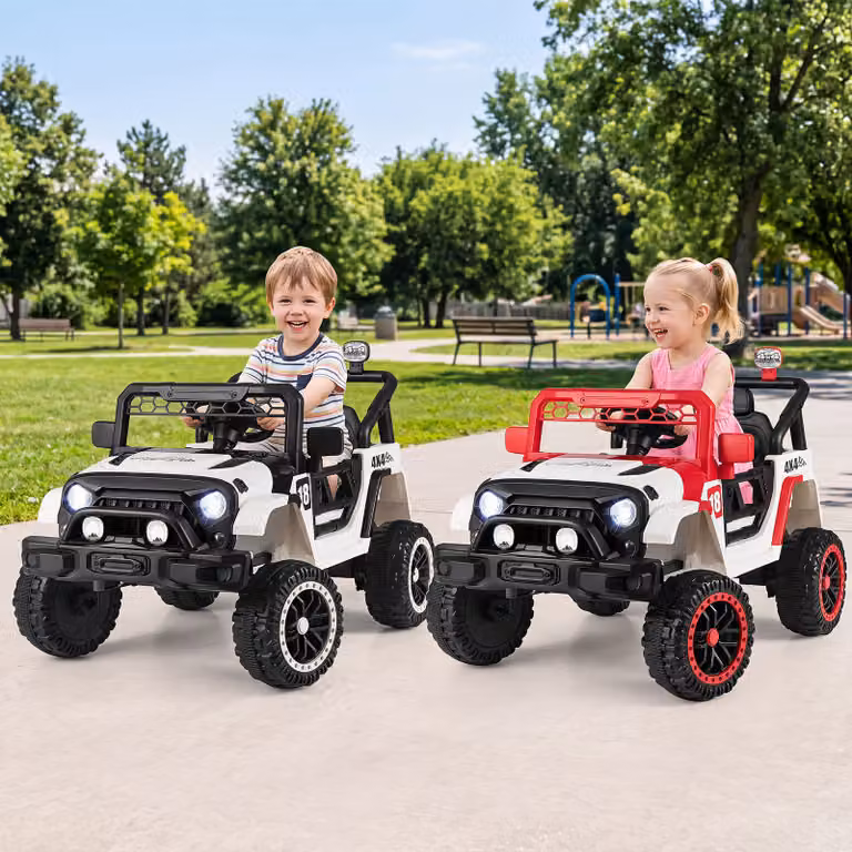 Auto elettrica Costway per bambini 12V con telecomando, veicolo fuoristrada nero con luci e suoni per età 3+ anni