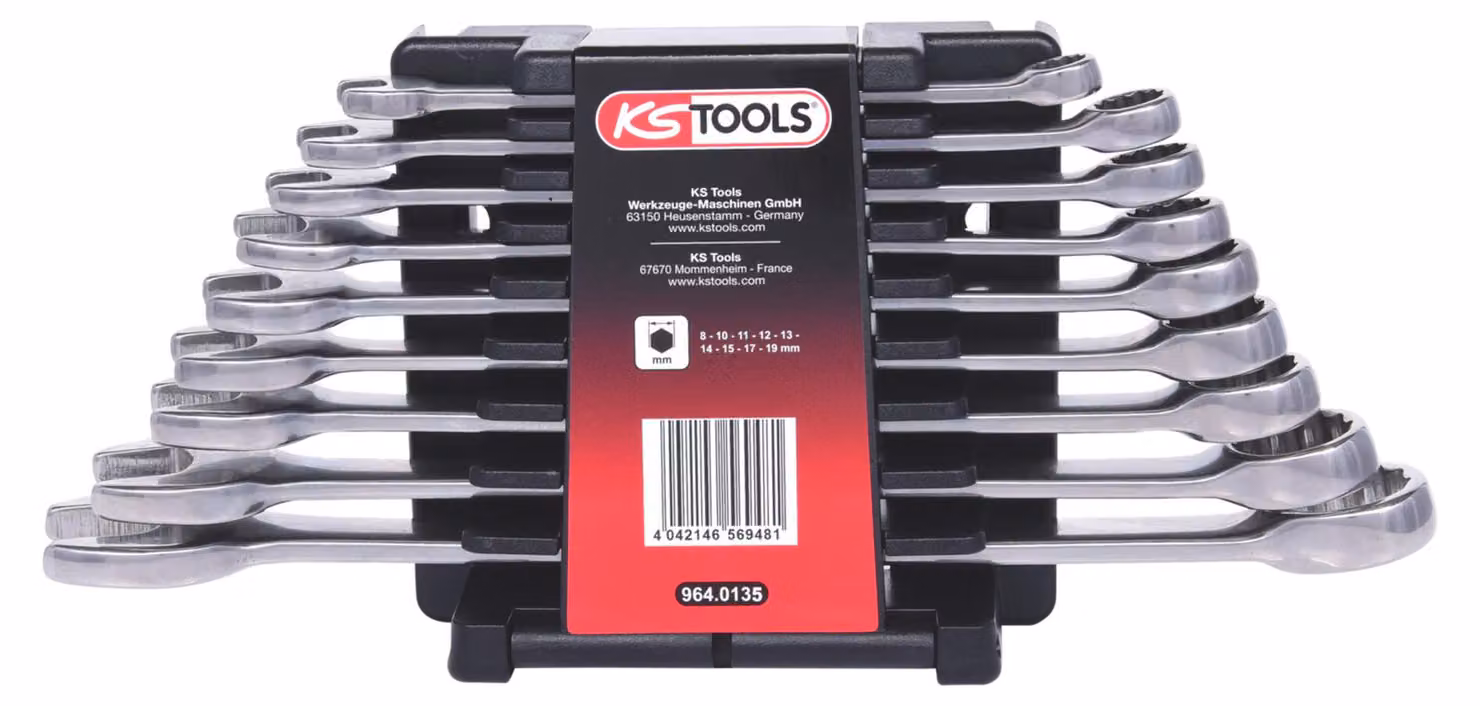 KS TOOLS ACCIAIO INOX Set di chiavi combinate angolate 9 pezzi - 964.0135