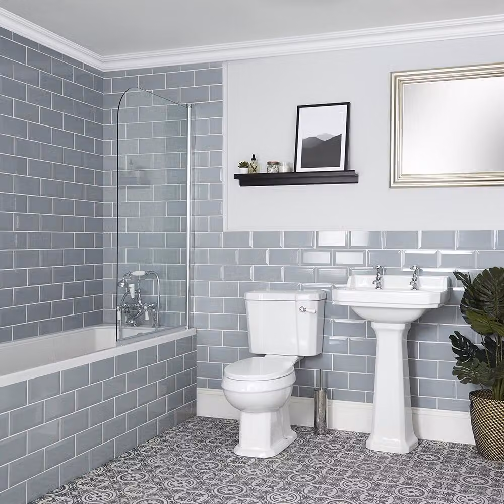 Set Bagno con Vasca da Bagno, Sanitario WC e Lavabo su Colonna - Richmond