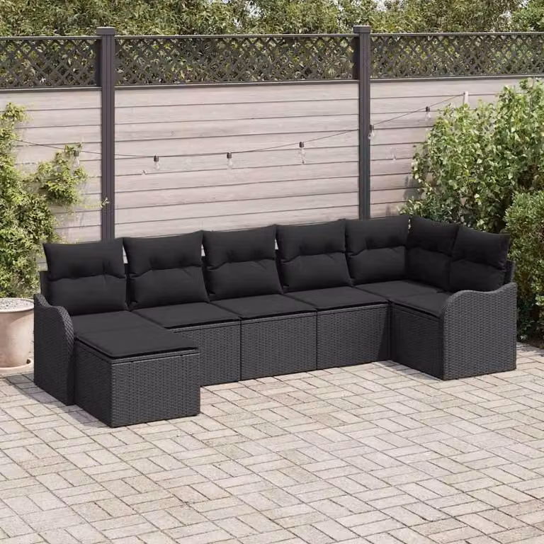 Maison Exclusive - Set Divano da Giardino 7 pcs Nero polyrattan