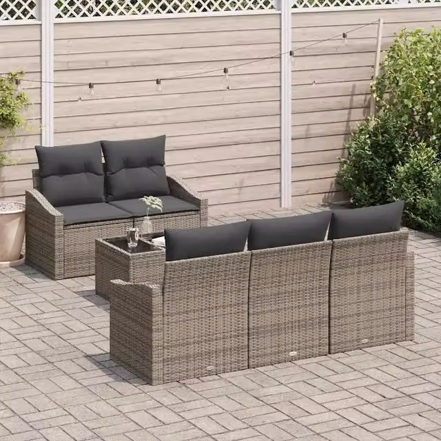 Set di divani 6 pz Grigio polyrattan 3355268