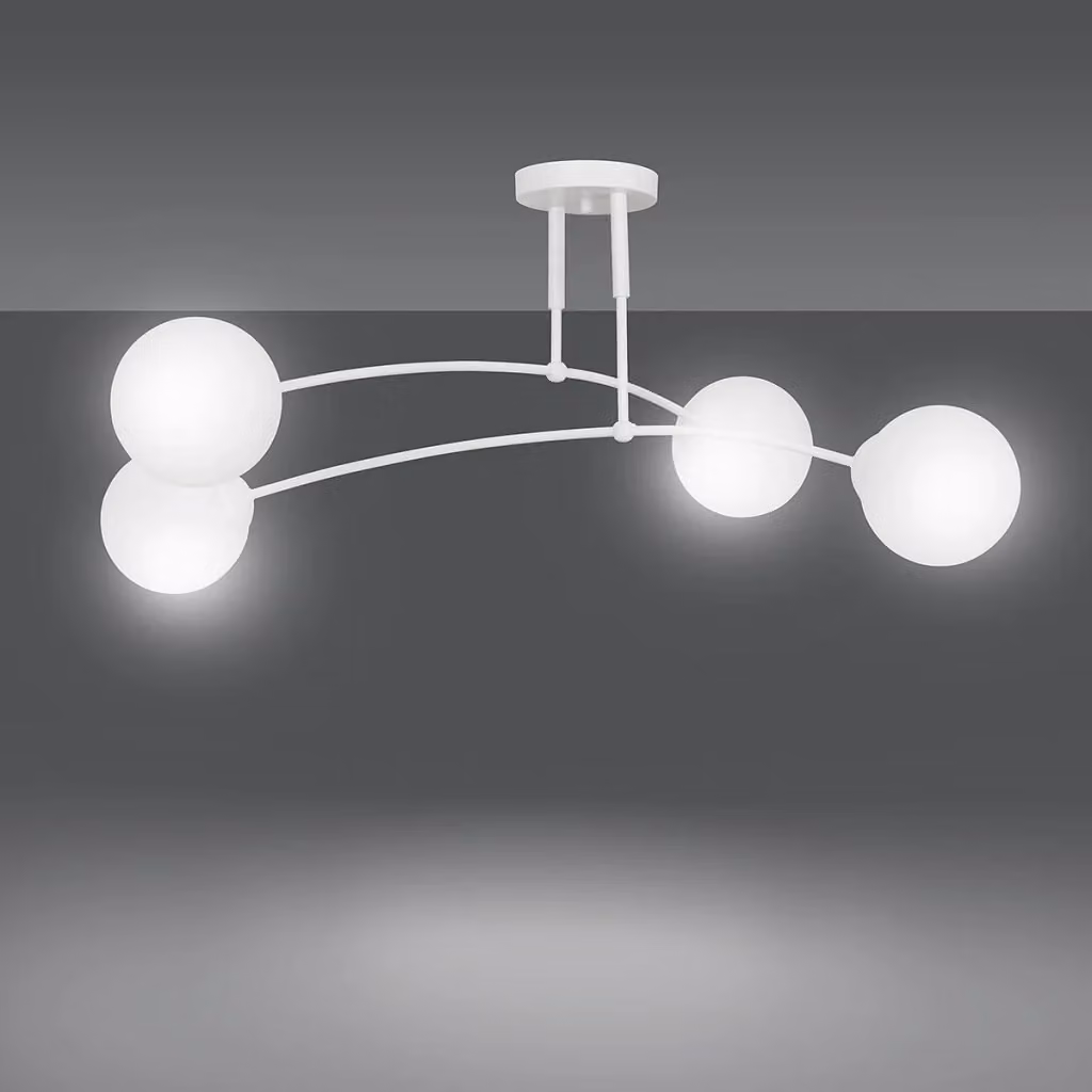 Plafoniera Emibig Pregos in vetro e metallo bianco, diametro 60 cm, 4xE14, dimmabile – 2