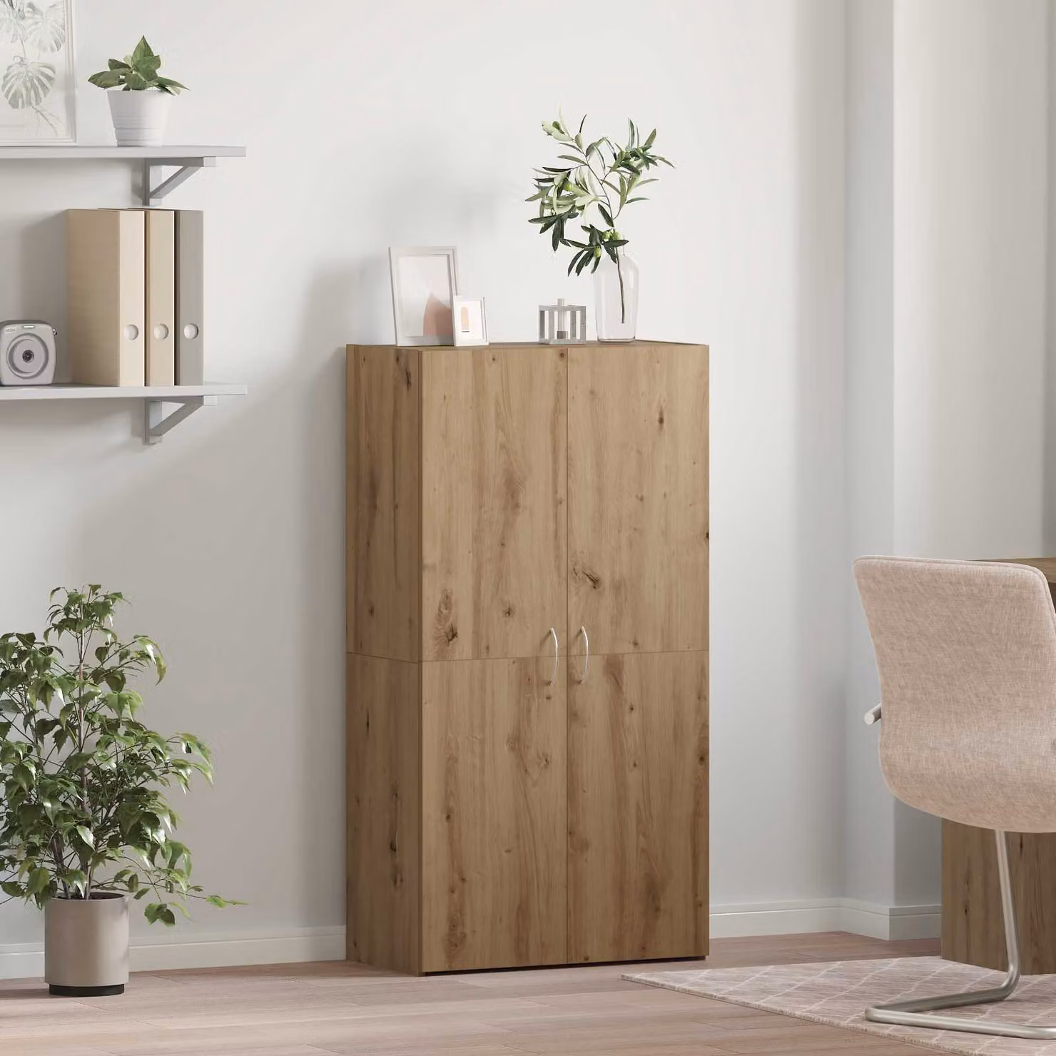 Mobile per ufficio moderno vidaXL in rovere marrone con ante a battente L: 60 cm, P: 32 cm, H: 115 cm