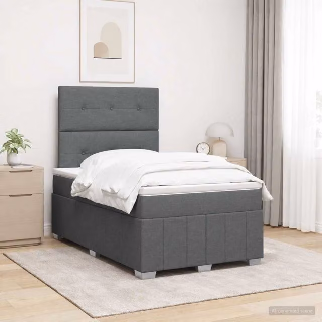 Letto Box Spring vidaXL con Materasso a Molle Insacchettate, Illuminazione LED Sotto il Letto e Porta USB, Grigio e Bianco, L/P: 120 x 200 cm