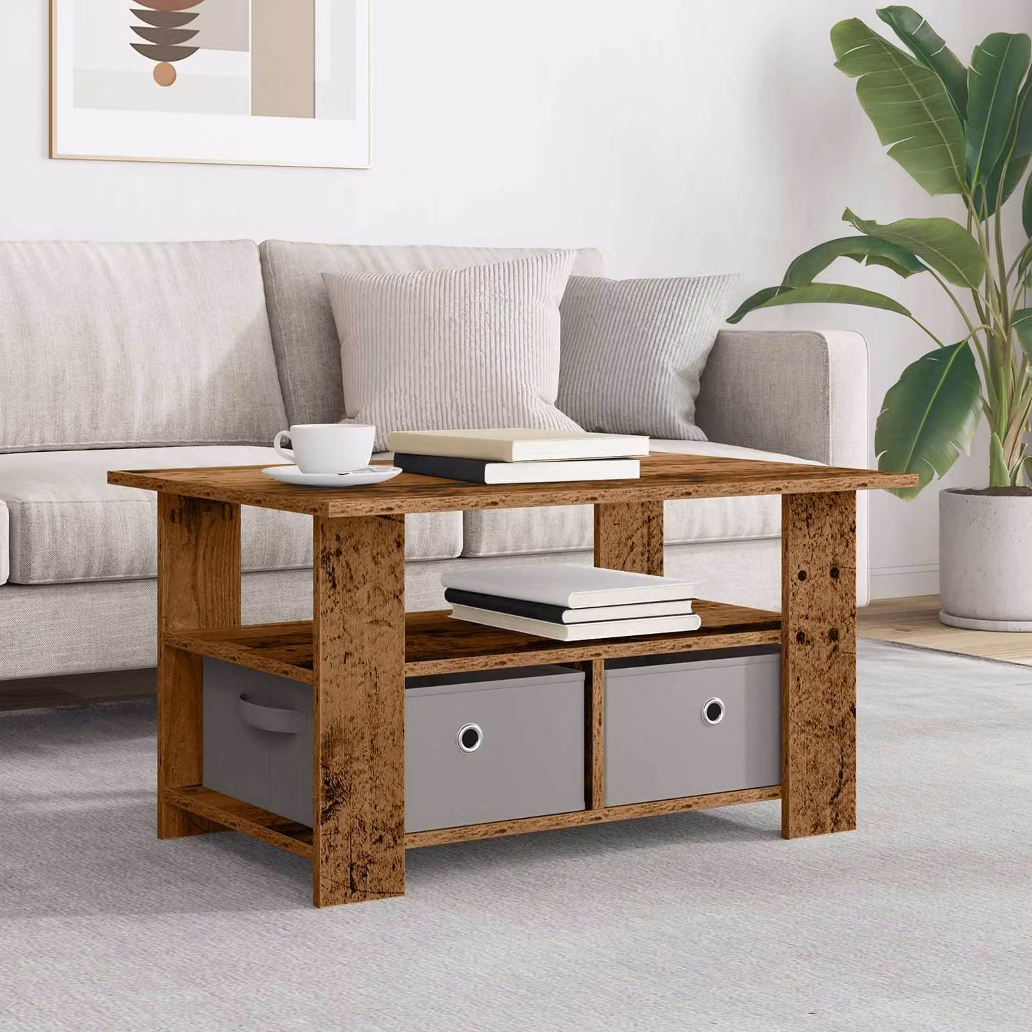 Tavolino da salotto moderno vidaXL in legno marrone L: 77 cm, P: 55 cm, H: 42 cm