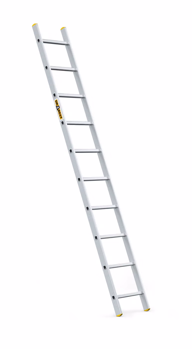 Drabest | Scala - 10 gradini, portata 150 kg - scala in alluminio, scala per tetti, scala singola