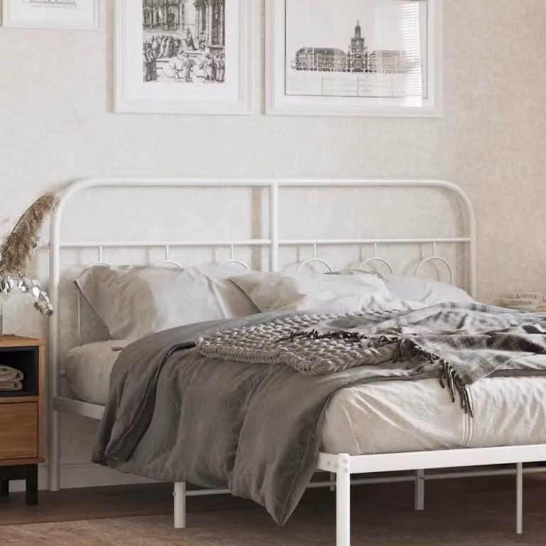Testiera di ricambio in metallo vidaXL bianca in stile classico per letto 140x200 cm