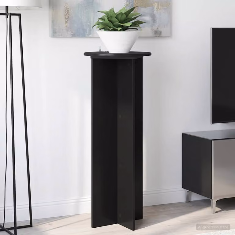 Set di 2 supporti per piante vidaXL in legno MDF nero, design moderno, Ø 40 x 100 cm