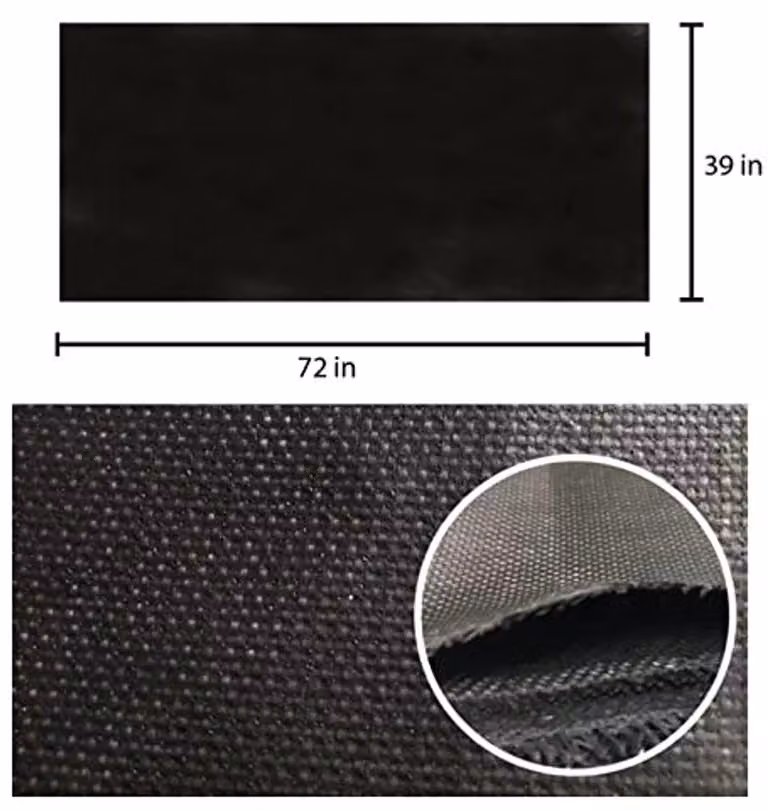 Tappetino resistente al calore per aree barbecue su terrazze - Pieghevole e trasportabile. Tappetino ignifugo a 3 strati per barbecue e falò - Colore nero, dimensioni 183 x 99 cm