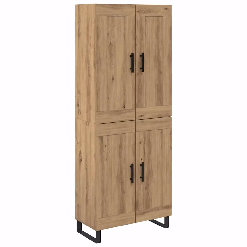 Set di 2 credenze moderne vidaXL in rovere marrone con dettagli in vetro e metallo L/P/H: 69,5 x 34 x 180 cm – 2